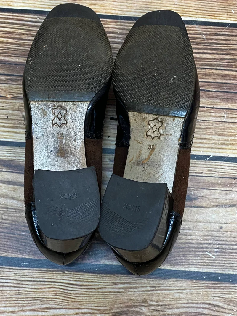 Vintage Schnürschuhe Schwarz Braun mit Lackleder