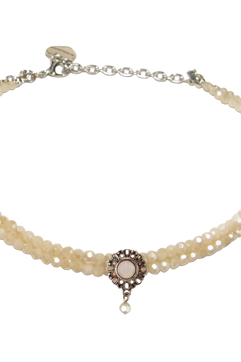 Damen Kropfkette aus Perlen - taupe