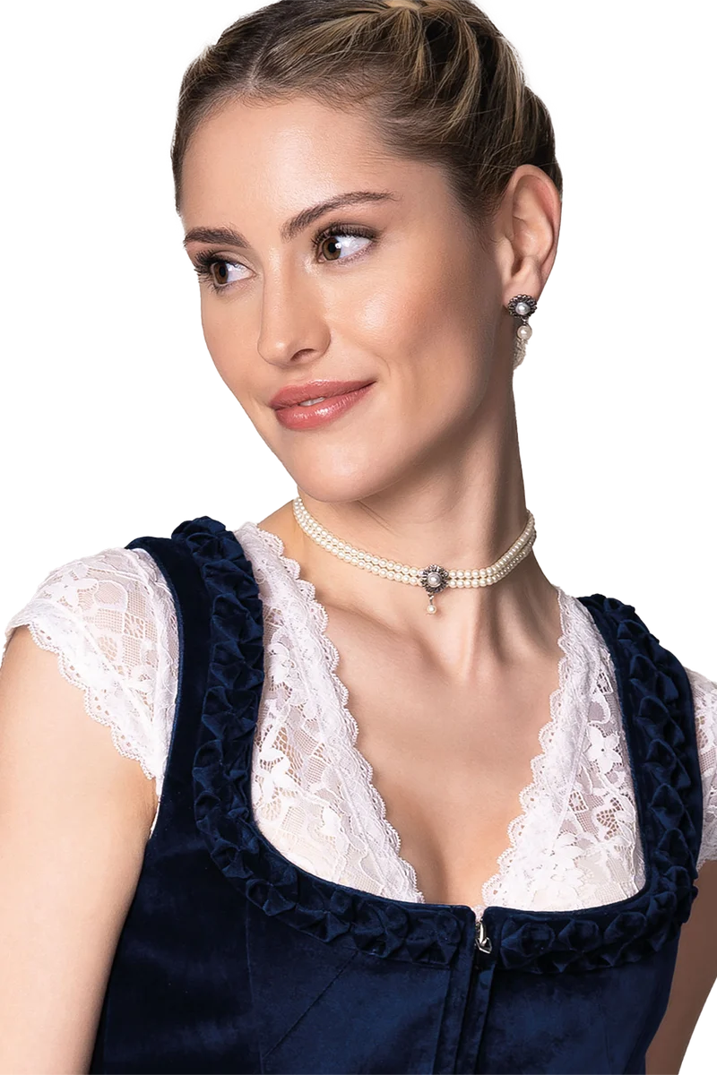 Damen Kropfkette aus Perlen - creme