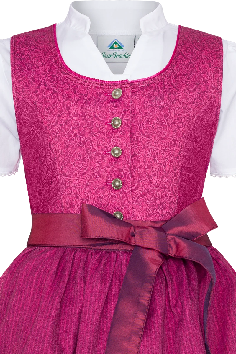 Baumwoll-Kinderdirndl gemustert mit Bluse - pink