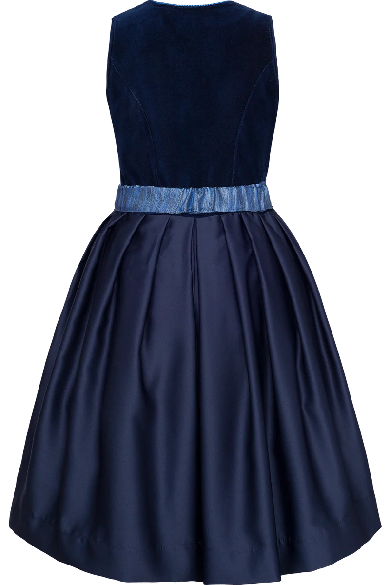 Kinder Samtdirndl mit Schürzenschließe - blau