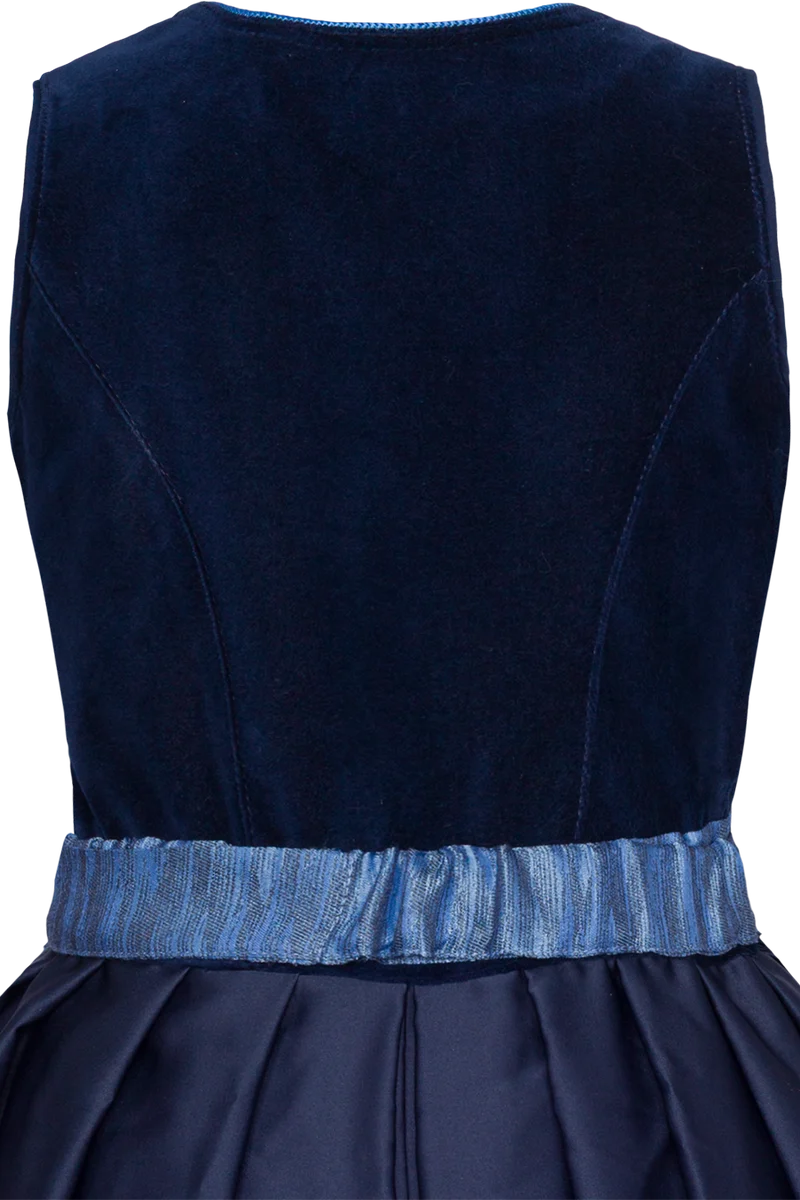 Kinder Samtdirndl mit Schürzenschließe - blau