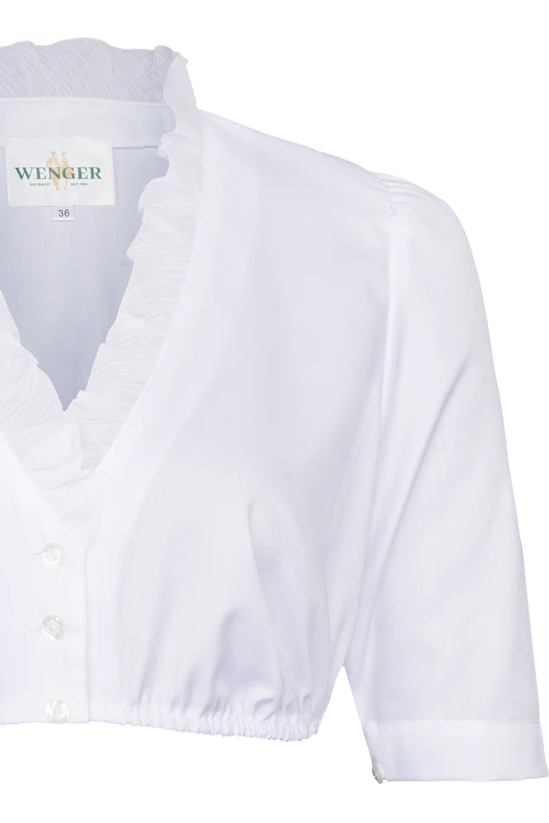 Dirndlbluse aus Baumwolle mit Rüschen - weiß