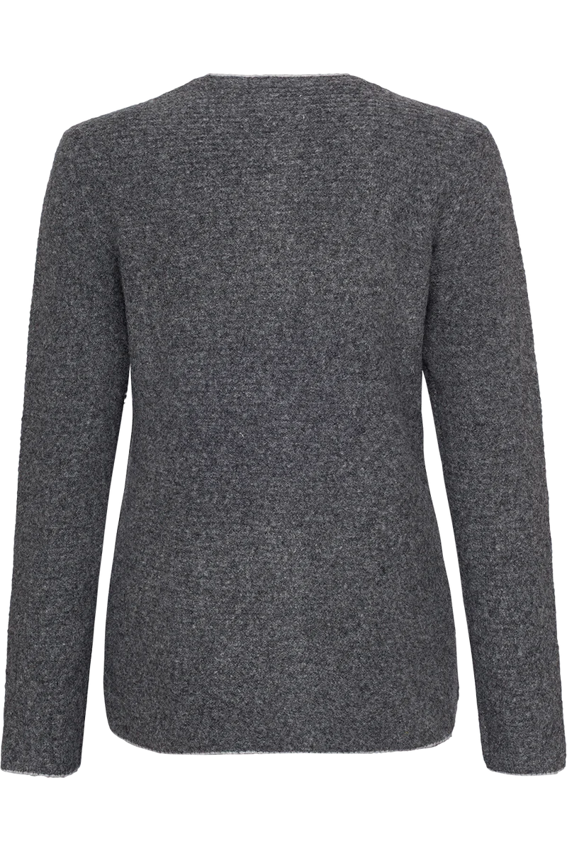 Damen Strickjacke in Walkoptik mit Wollanteil - grau