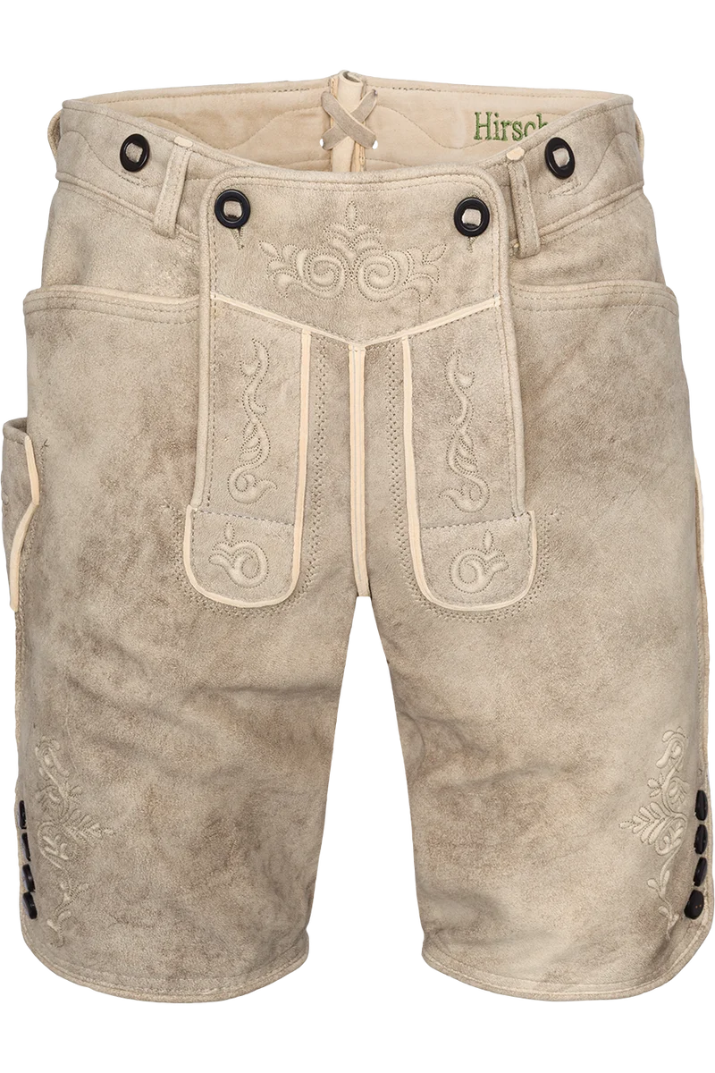 Herren Hirschlederhose kurz - safari beige