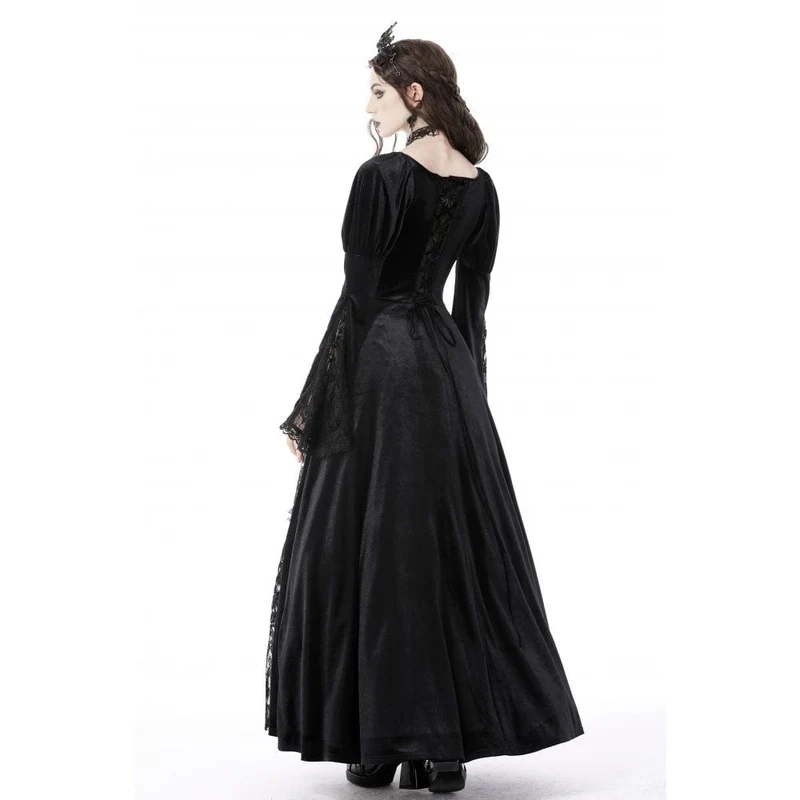 Gothic Brautkleid aus Samt mit Puffärmeln und Spitze im Damenstil