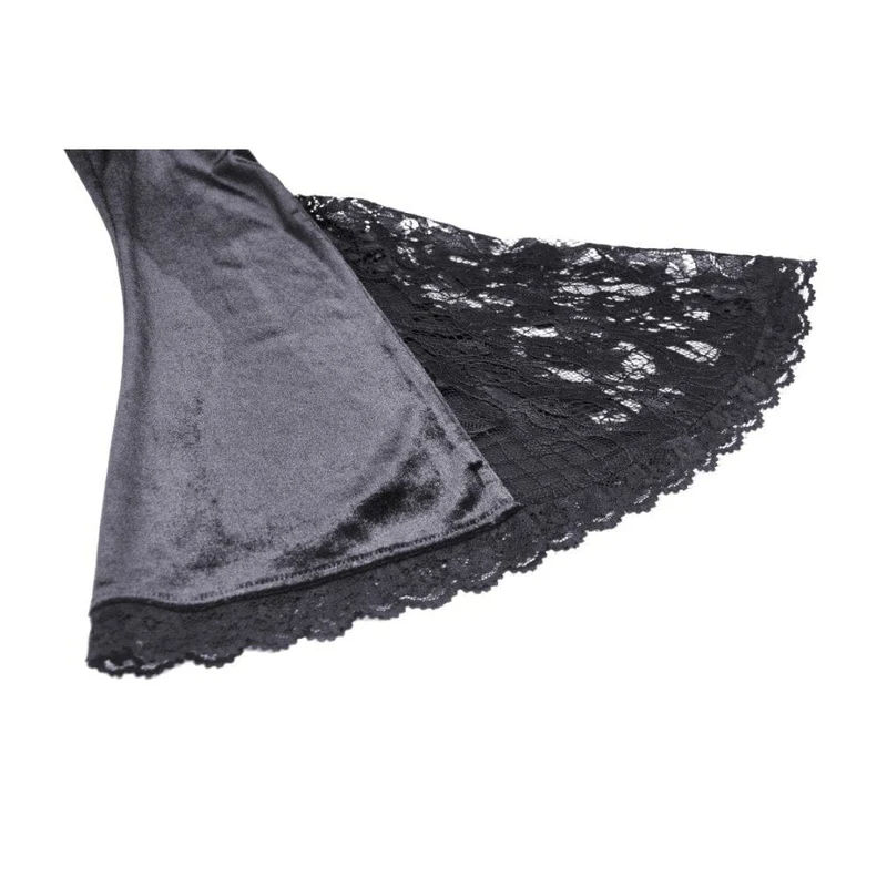 Gothic Brautkleid aus Samt mit Puffärmeln und Spitze im Damenstil
