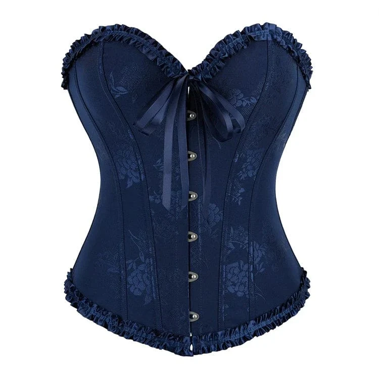 Gothic-Überbrustkorsett mit Rüschensaum und Schnürung für Damen