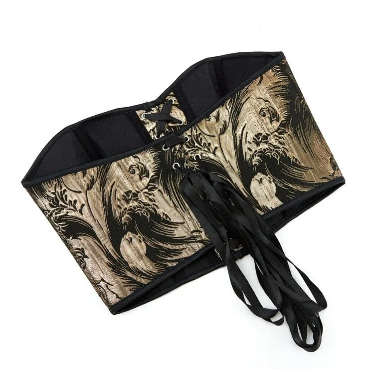 Gothic-Überbrustkorsett mit Blumenmuster in Schwarz und Gold für Damen