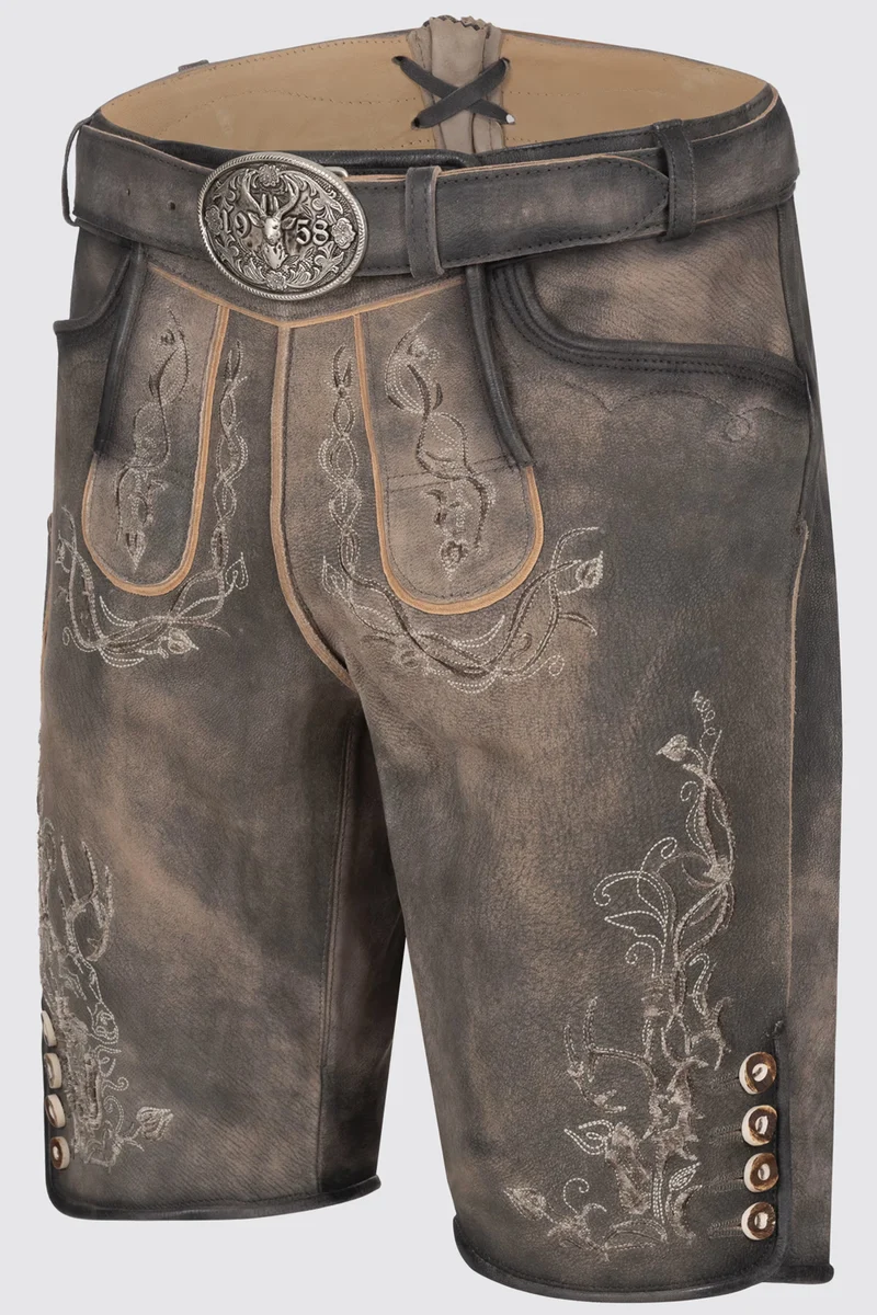 Herren Lederhose % - JOSCHA - Trachtenhose - Krüger Buam - mit Gürtel - 961465-000-0044