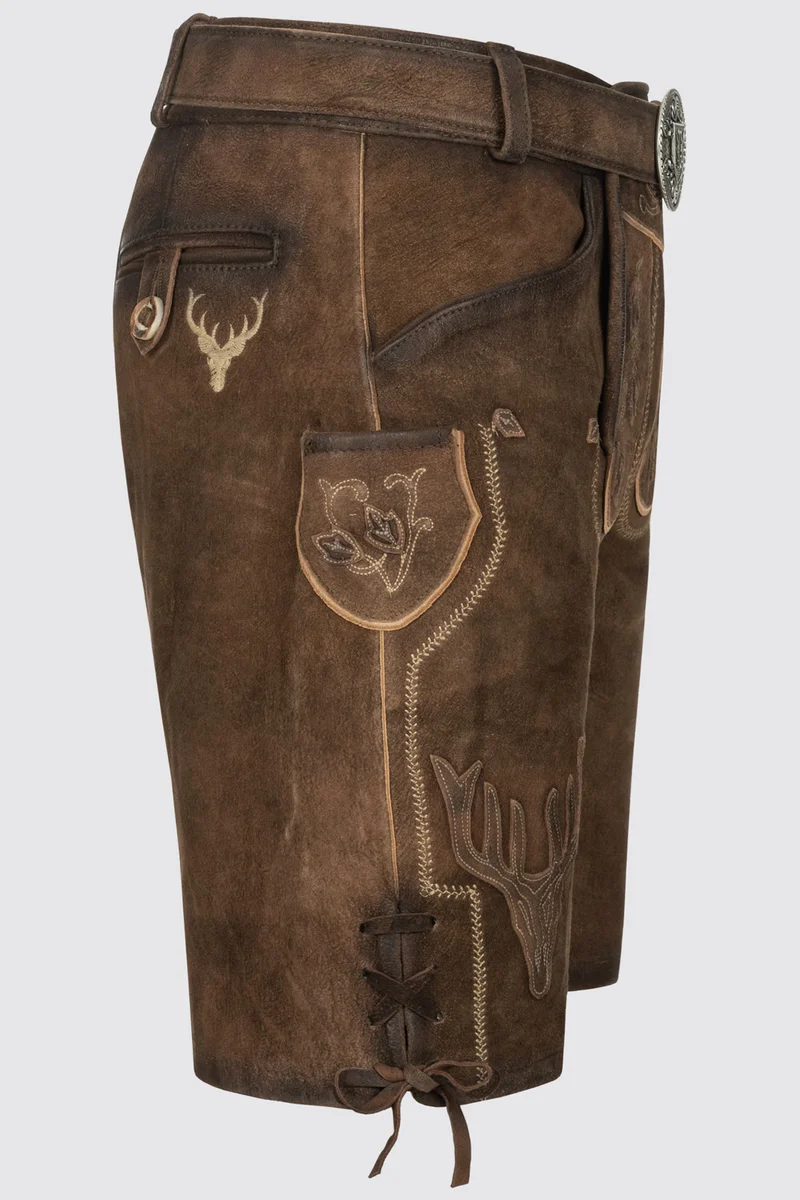 Herren Lederhose - WERNER - Trachtenhose - Krüger Buam - mit Gürtel - 964063-000-0007