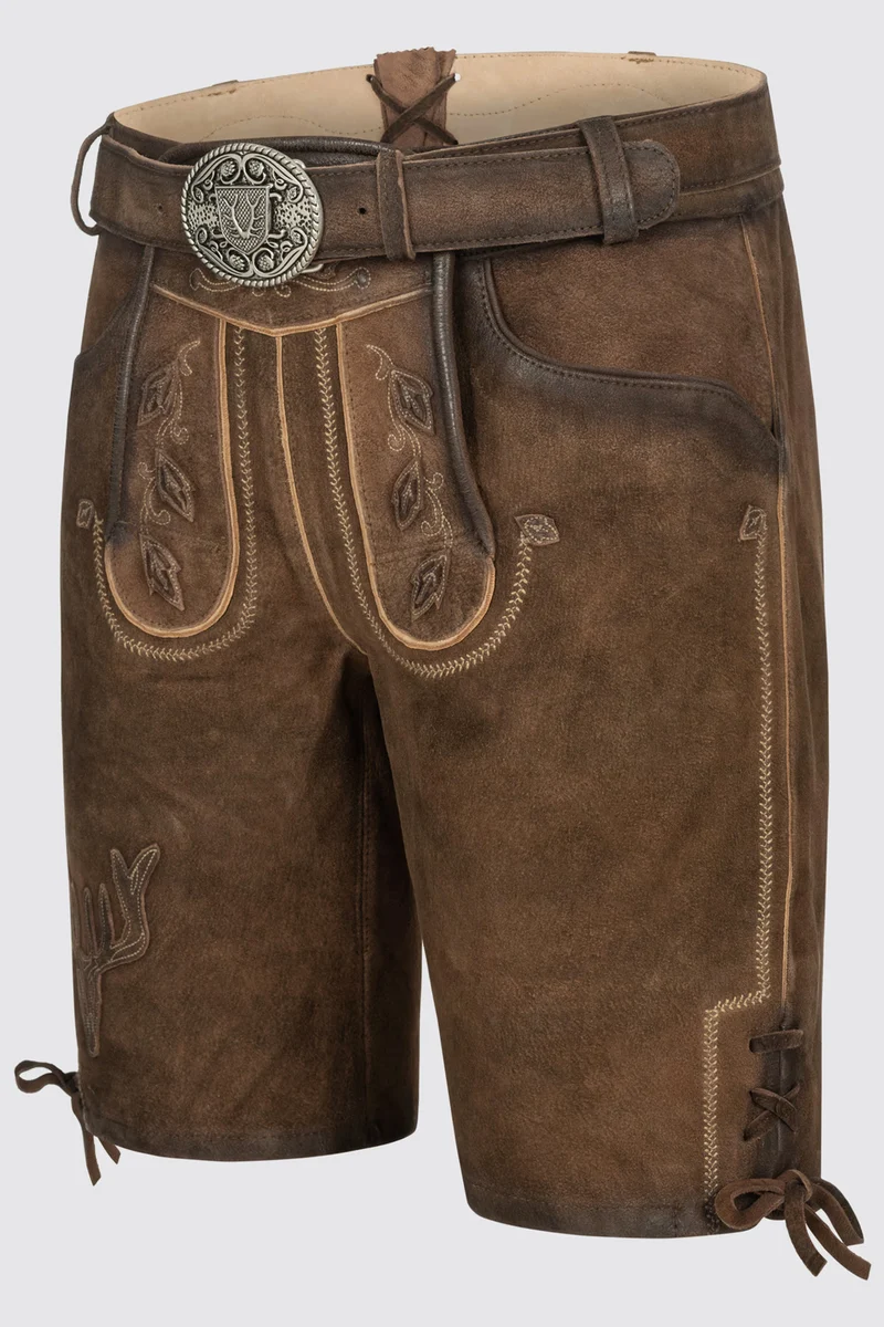 Herren Lederhose - WERNER - Trachtenhose - Krüger Buam - mit Gürtel - 964063-000-0007