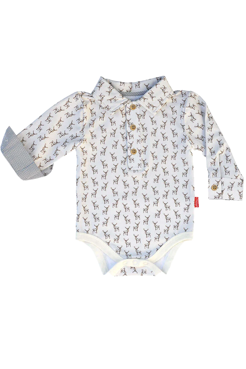 Langarm Baby-Body mit kleinen Hirschen