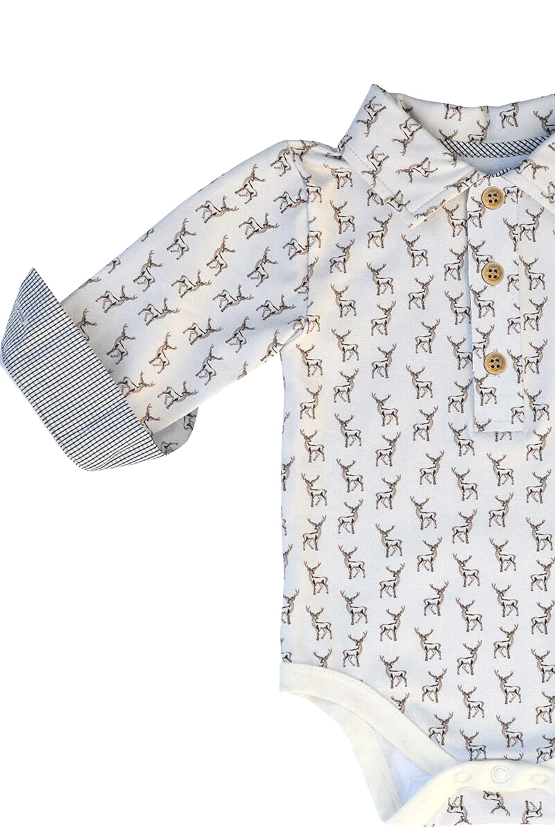 Langarm Baby-Body mit kleinen Hirschen