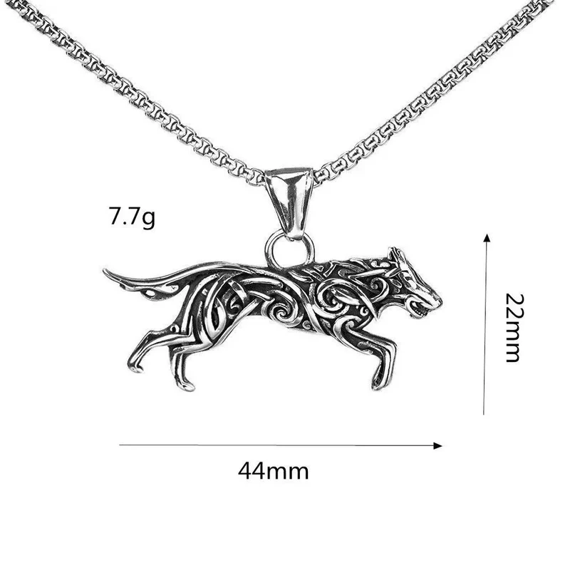 Punk-Wolf-Anhänger-Halskette für Herren