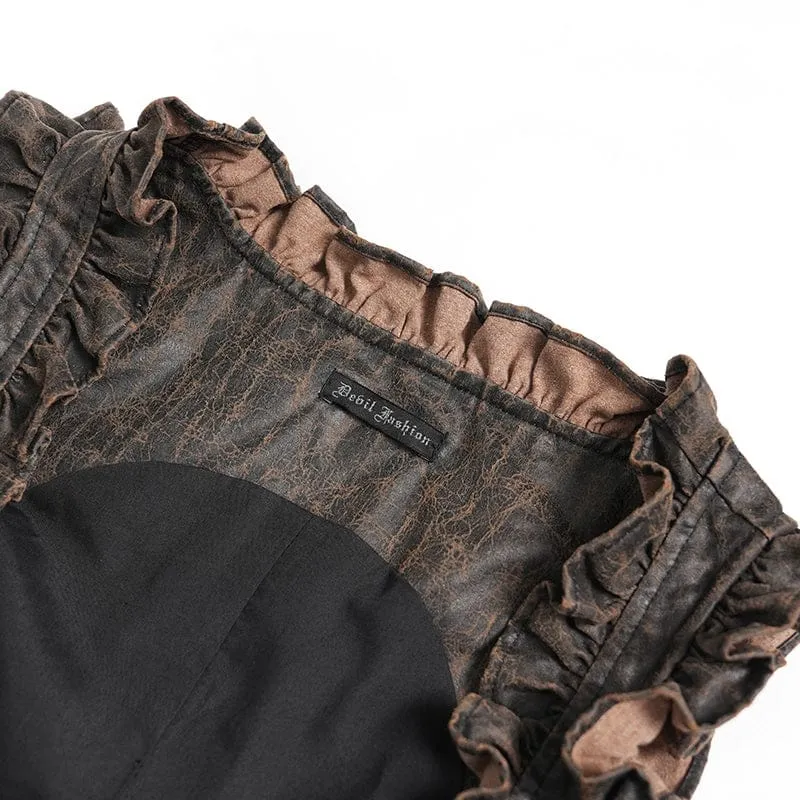 Steampunk-Weste für Damen mit Schnürung, Reißverschluss und Schwalbenschwanz-Design, Bronze