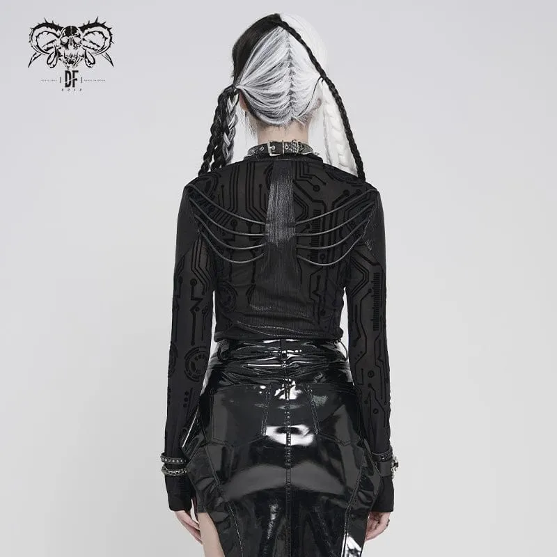 Damen-Shirt mit Cyberpunk-Schaltkreis-Print