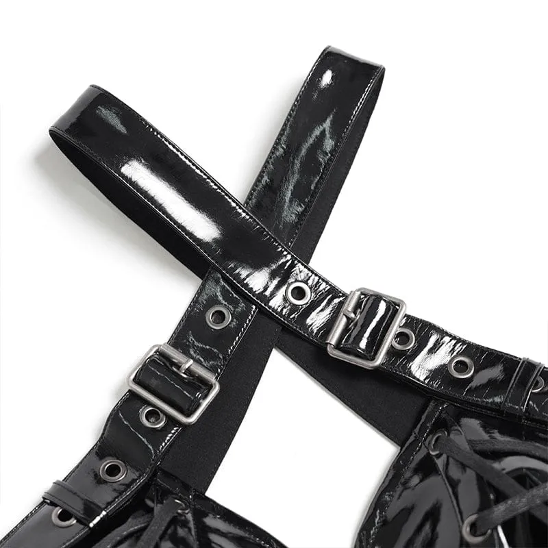 Punk-Pentacle-Weste für Damen mit Schnallenverschluss und Reißverschluss