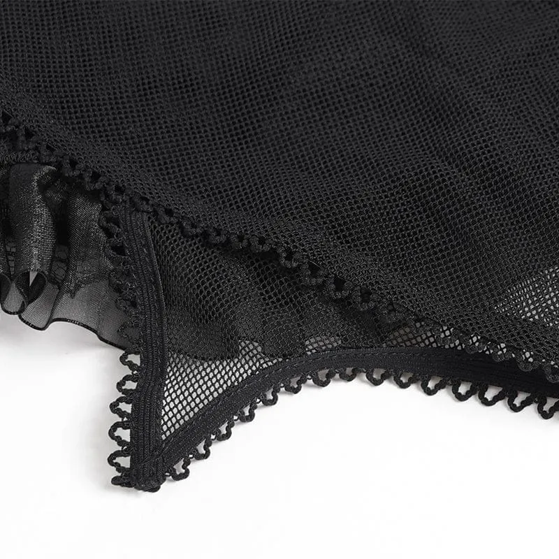 Gothic-Spitzenbustier für Damen, gerafft und mit Rüschen, schwarz-rot