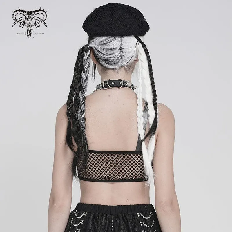 Punk-Bustier mit Herzmotiv, Schnalle und Reißverschluss für Damen