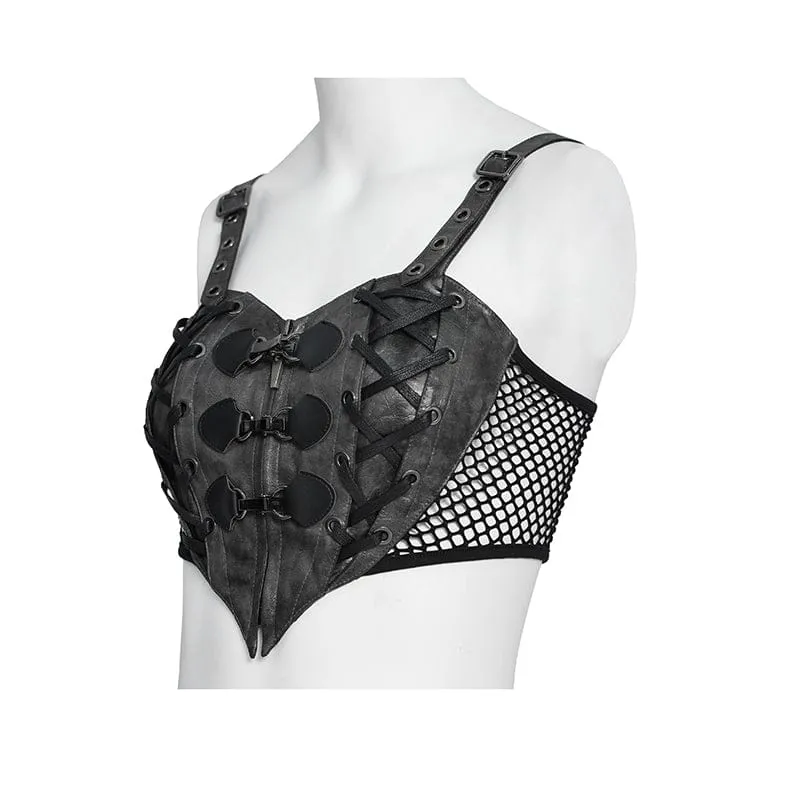 Punk-Bustier mit Herzmotiv, Schnalle und Reißverschluss für Damen