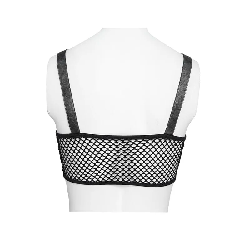 Punk-Bustier mit Herzmotiv, Schnalle und Reißverschluss für Damen