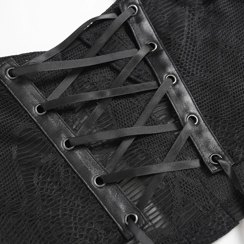 Punk-Bustier für Damen mit Schnürung, Trägern und Ketten