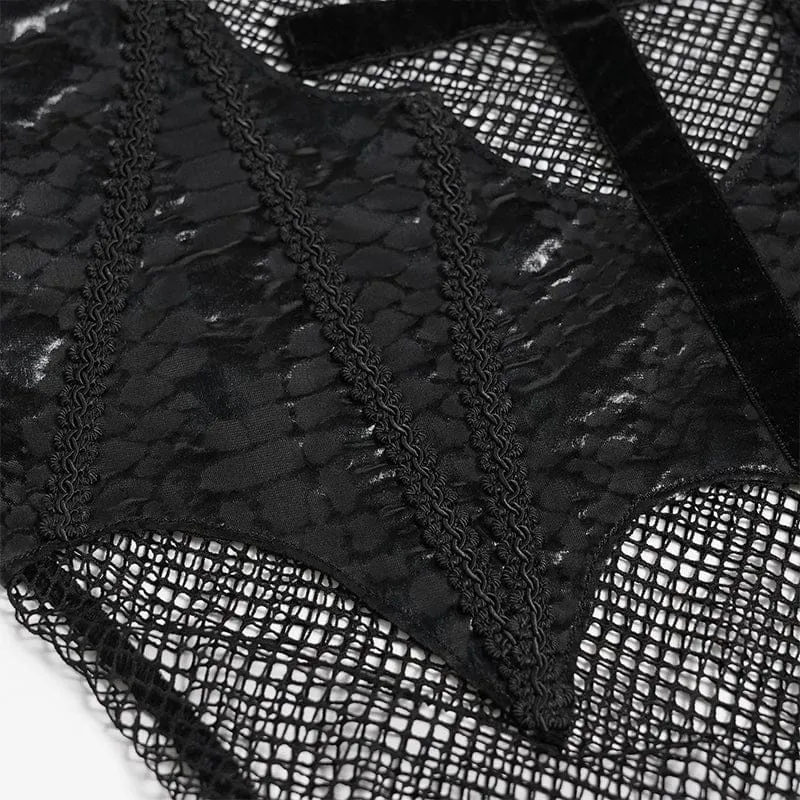Punk-Fledermaus-Kreuz-Mesh-Top für Damen