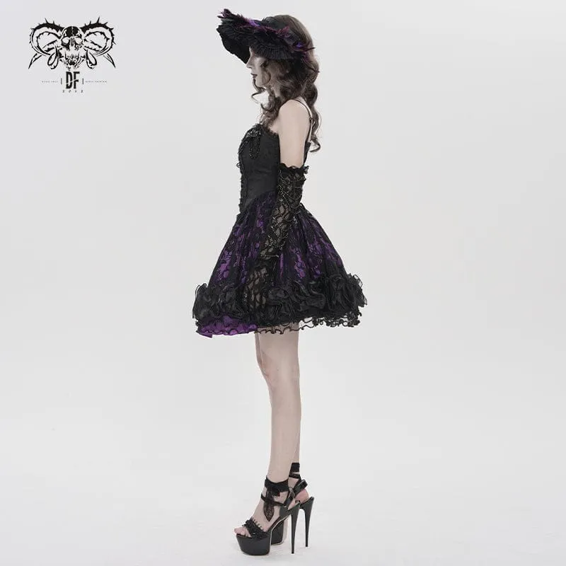 Gothic-Unterkleid für Damen mit Blumenmuster und Perlenbesatz