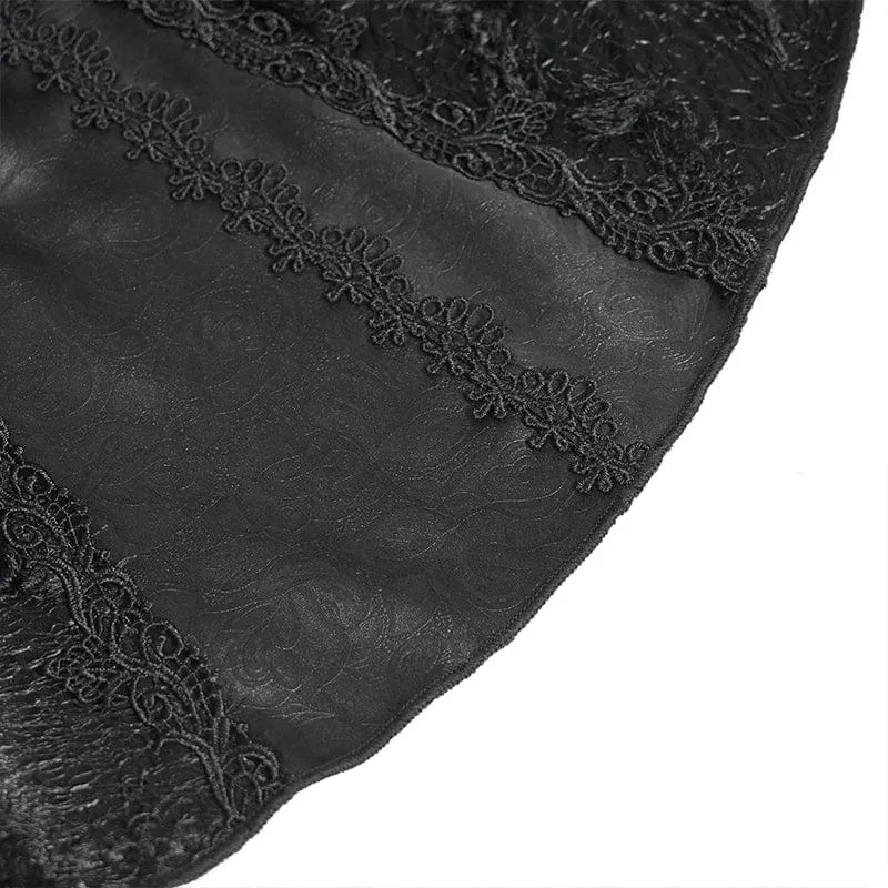 Schwarzes Gothic-Kleid für Damen mit Fledermaus- und Spinnenmuster, Schnürung und Neckholder