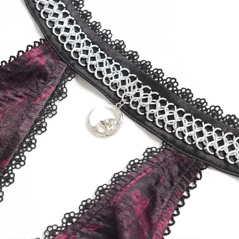 Gothic-Kleid für Damen mit unregelmäßigem, tiefem Ausschnitt, Quasten und Neckholder