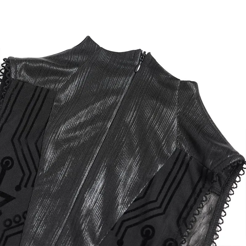 Ärmelloses Maxikleid mit Cyberpunk-Schaltkreismuster für Damen, Hochzeitskleid