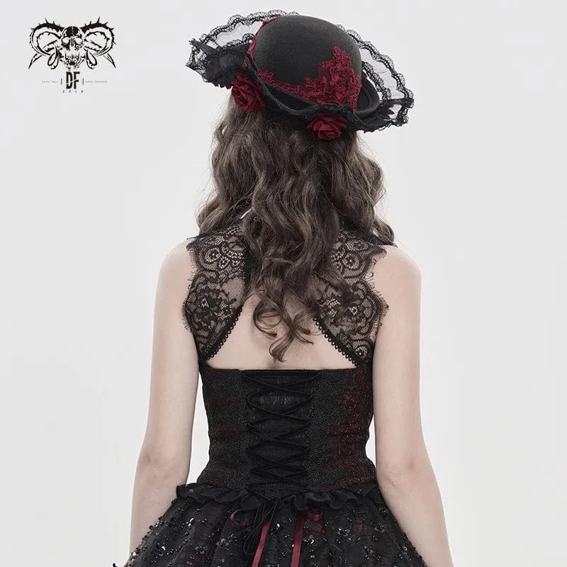 Ärmellose Gothic-Weste für Damen mit tiefem Ausschnitt