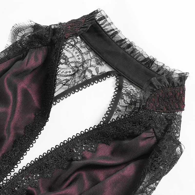 Ärmellose Gothic-Weste für Damen mit tiefem Ausschnitt