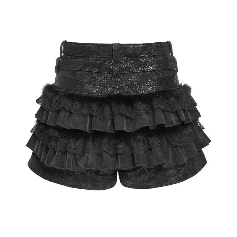 Grunge-Sternen-Lagen-Falbala-Shorts für Damen