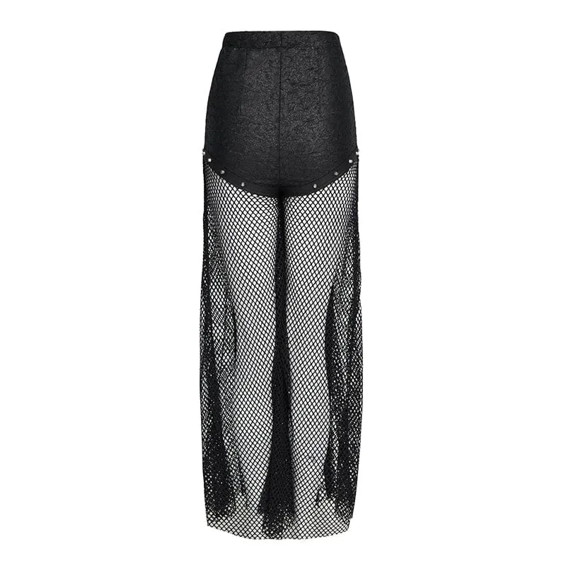 Punk-Nieten-Ketten-Netzhose für Damen