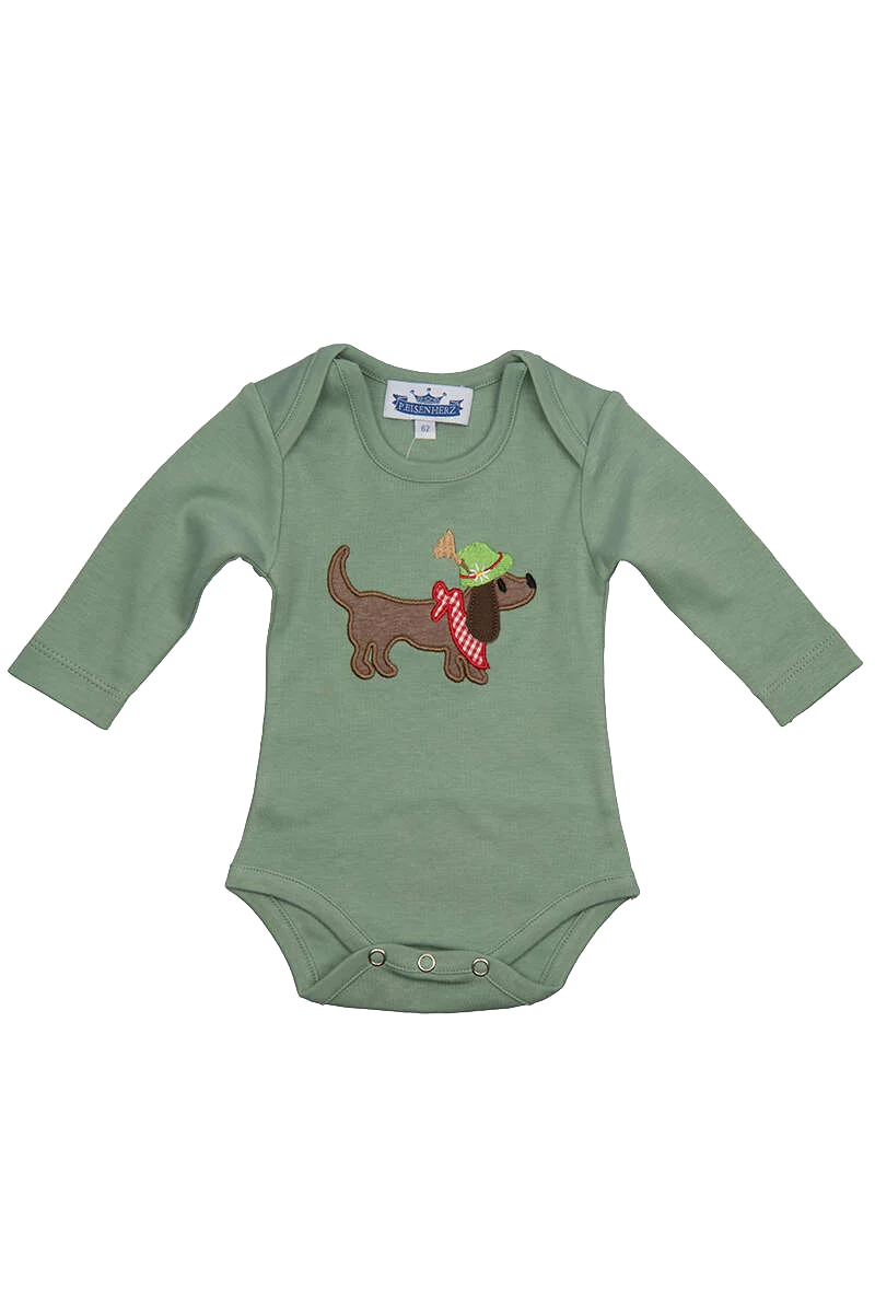 Langarm Babybody Dackel mit Titolerhut