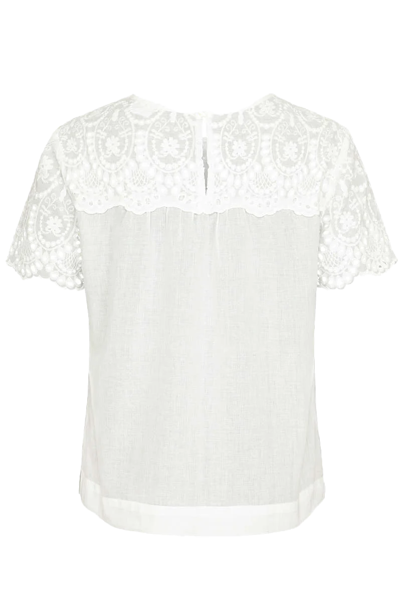 Damen Trachten Baumwollbluse mit Spitzeneinsatz