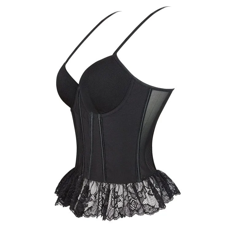 Gothic-Überbrustkorsett aus gespleißtem Netzstoff für Damen