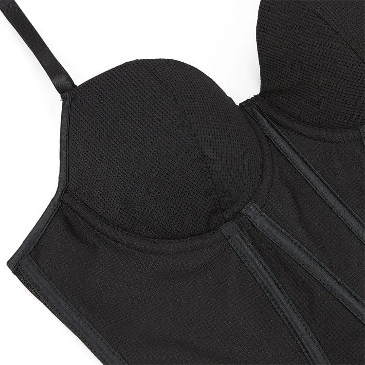Gothic-Überbrustkorsett aus gespleißtem Netzstoff für Damen