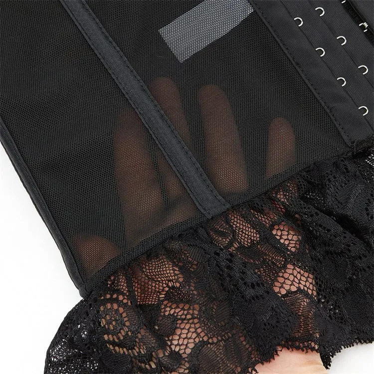 Gothic-Überbrustkorsett aus gespleißtem Netzstoff für Damen