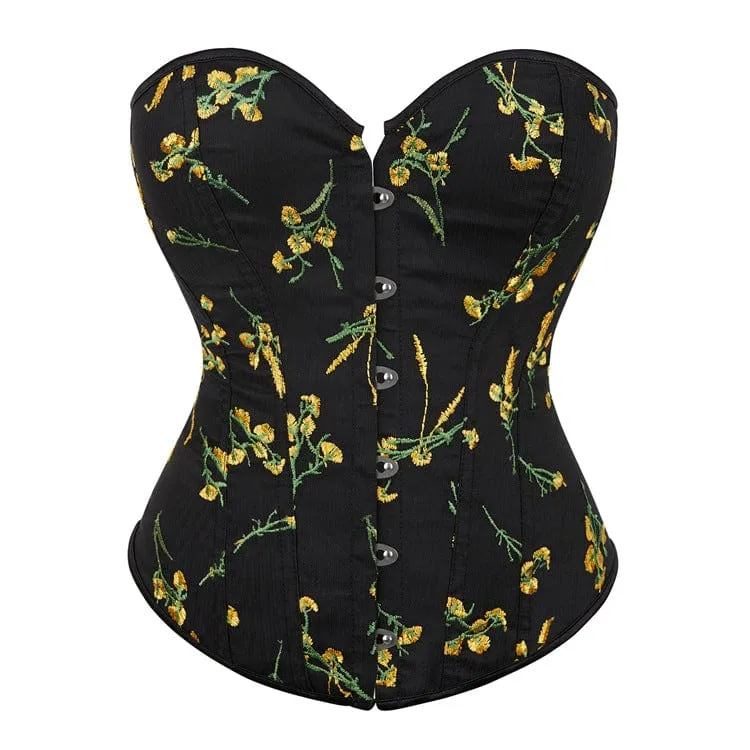 Damen Gothic-Vollbrustkorsett mit Blumenstickerei
