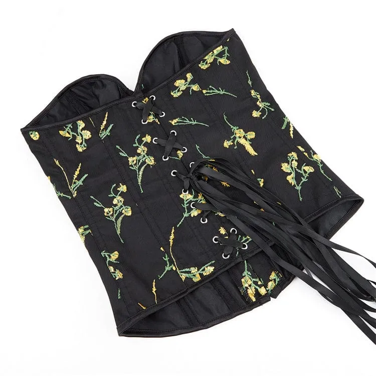 Damen Gothic-Vollbrustkorsett mit Blumenstickerei