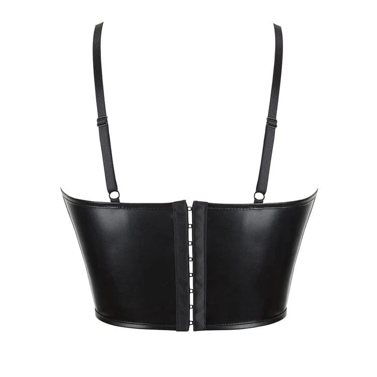 Damen Punk Tiefer Ausschnitt Kunstleder Bustier