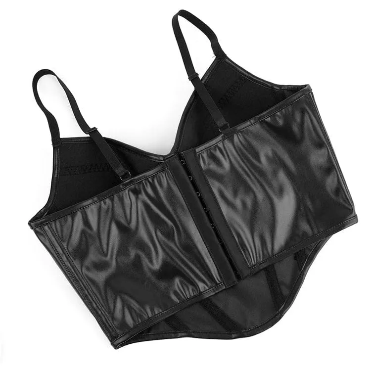 Damen Punk Tiefer Ausschnitt Kunstleder Bustier