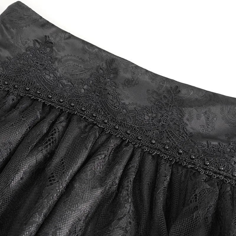 Gothic-Rock mit gerüschter Spitze und Kordelzug für Damen