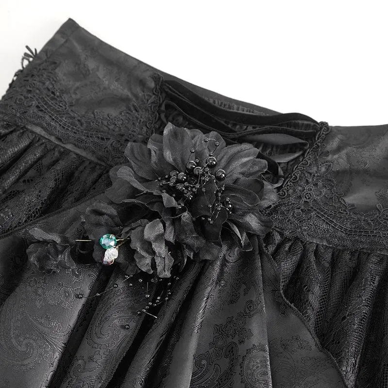 Gothic-Rock mit gerüschter Spitze und Kordelzug für Damen