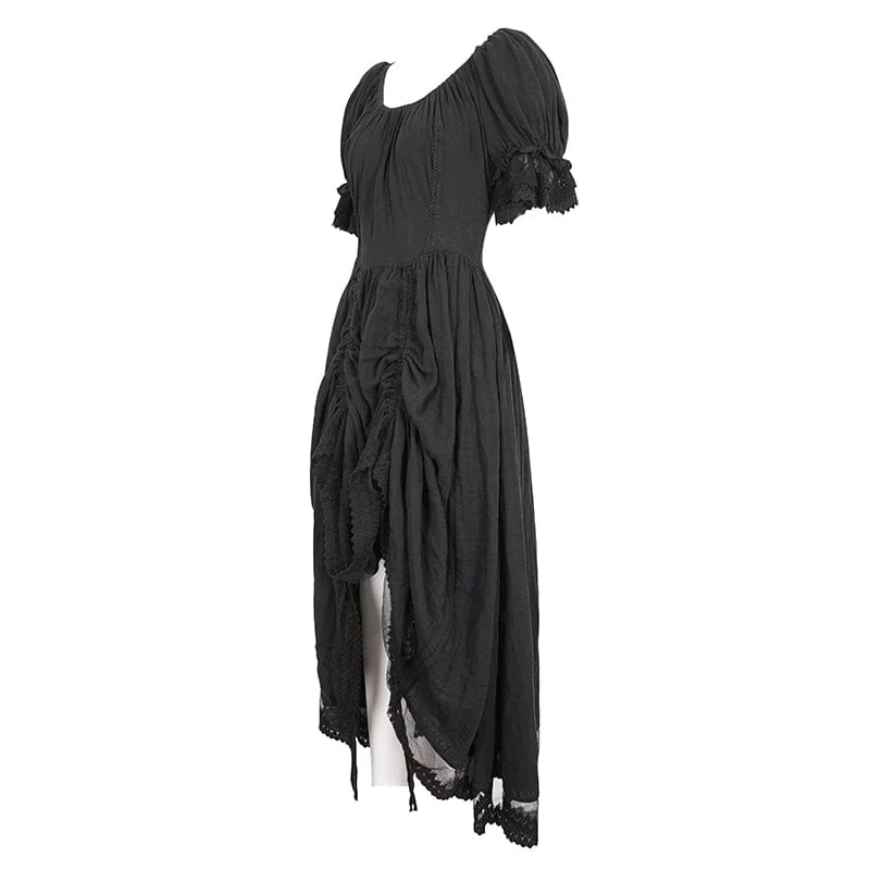 Damen-Ballkleid im Gothic-Stil mit Puffärmeln und Kordelzug