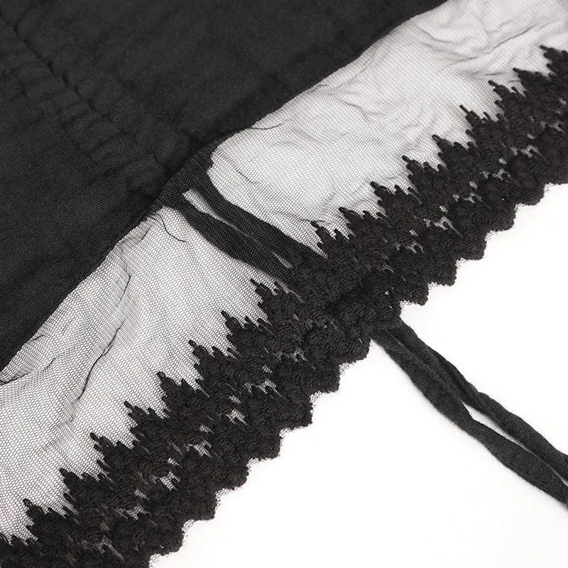 Damen-Ballkleid im Gothic-Stil mit Puffärmeln und Kordelzug