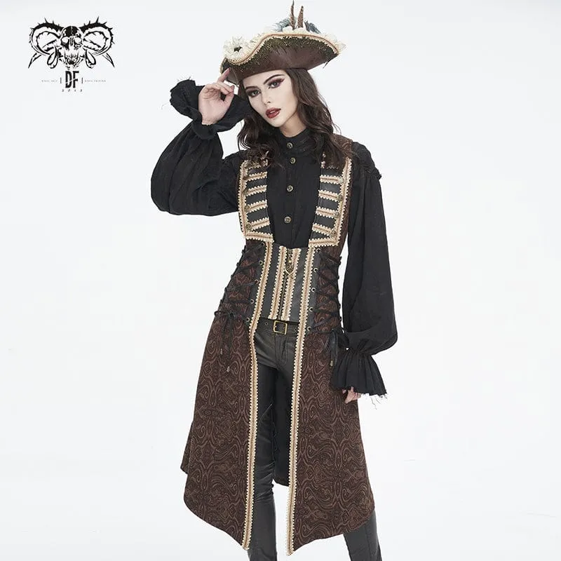 Steampunk-Hemd für Damen mit Stehkragen und Puffärmeln